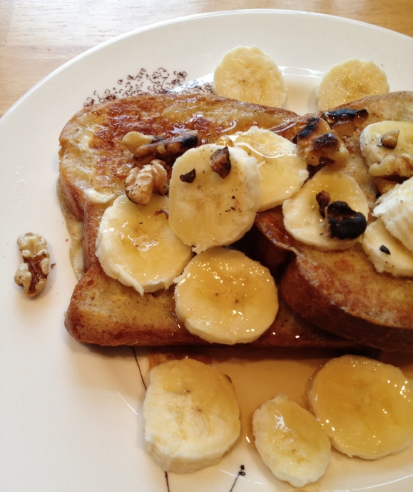 A plentiful breakfast with Banana Walnut French Toast by Alex Mendez 